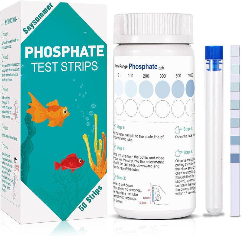 SaySummer Phosphate Test Kit, 50 Count Aquarium Phosphate Test Strips, Aquarium Water Test Kit Fast & Easy Testing Phosphate for Freshwater & Saltwater - Image 1